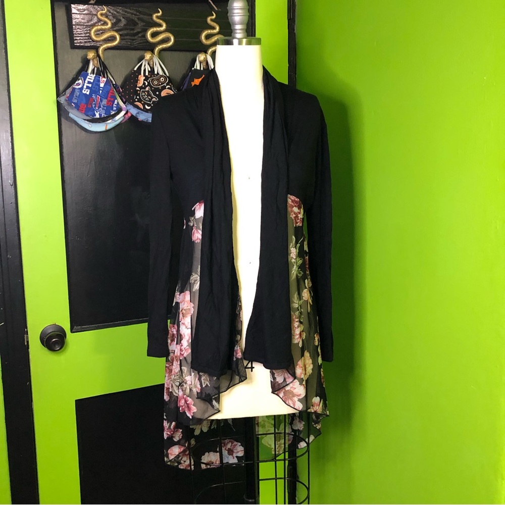 Mesh paneled cardigan